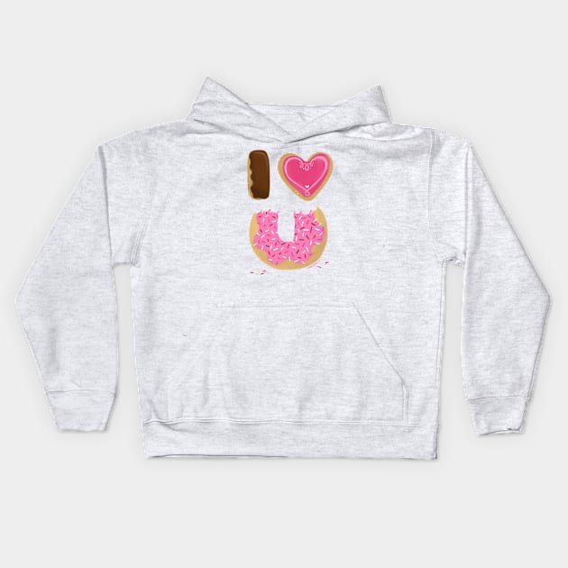 I love you donuts - valentines day doughnut i heart you sweet food art Kids Hoodie by Steph Calvert Art